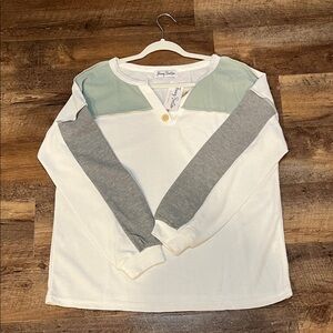 Janie and Jack Mint and Gray Colorblock Long Sleeve Tee